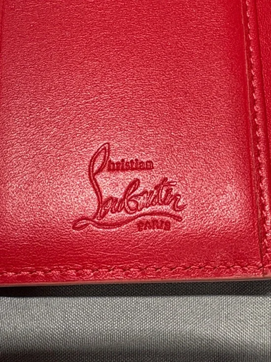 Christian Louboutin Macaron Spiked Trifold Wallet Nude Pink Gold Studs - Picture 7 of 9